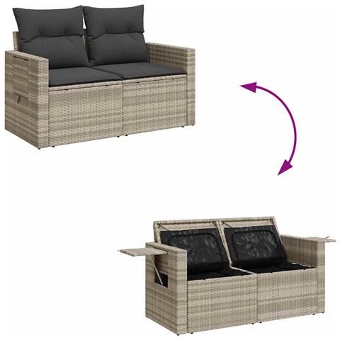 Set Divano Da Giardino 6pz Con Cuscini Grigio Chiaro Polyrattan - Foto 10