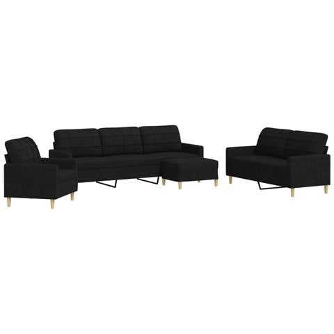 Set Di Divani 4 Pz Con Poggiapiedi Nero In Tessuto - Foto 2
