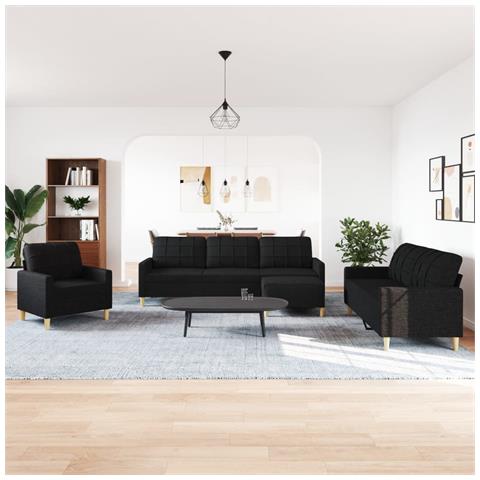 Set Di Divani 4 Pz Con Poggiapiedi Nero In Tessuto - Foto 3