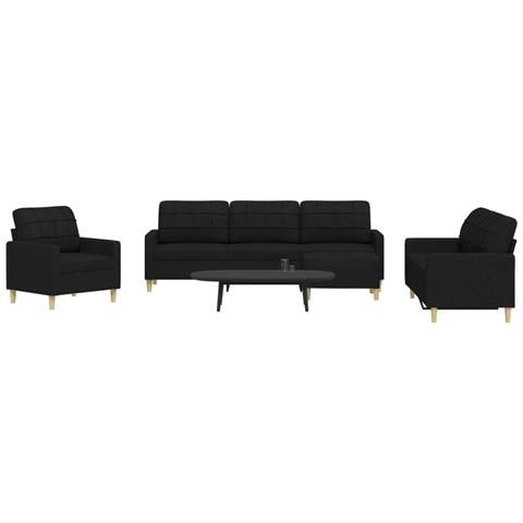 Set Di Divani 4 Pz Con Poggiapiedi Nero In Tessuto - Foto 1