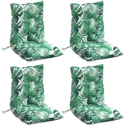 Cuscini Sedia Schienale Basso 4 Pz Motivo Foglie Tessuto Oxford - Foto 2