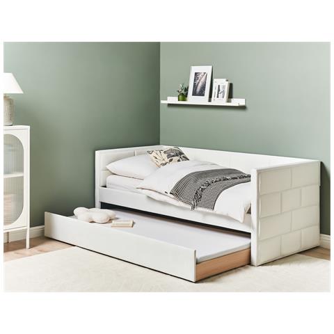 Letto Estraibile Velluto Chavonne 90 X 200 Cm Bianco Sporco - Foto 1