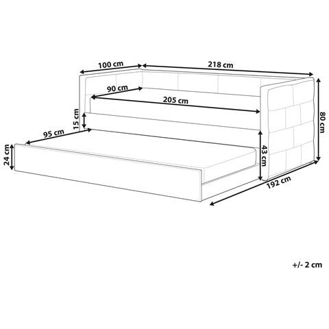 Letto Estraibile Velluto Chavonne 90 X 200 Cm Bianco Sporco - Foto 6