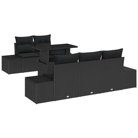 Set di 6 Pezzi Divano da Giardino con Cuscini Nero Polyrattan - Foto 1