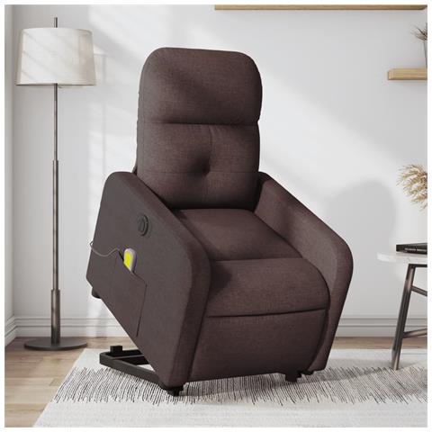 Poltrona Alzapersona Massaggio Elettrica Marrone Scuro Tessuto - Foto 2
