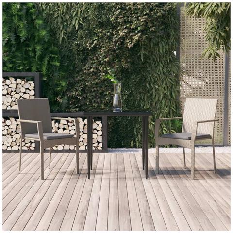 Set Salotto Giardino 3 pz con Cuscini Nero e Grigio Polyrattan - Foto 2