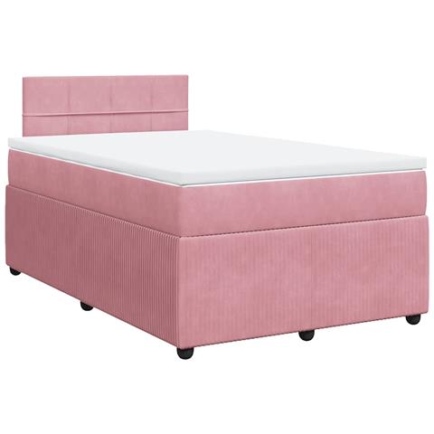 Giroletto a Molle con Materasso Rosa 120x190 cm in Velluto - Foto 1