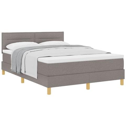 Letto con Sommier e Materasso Tortora 140x200 cm Tessuto - Foto 1