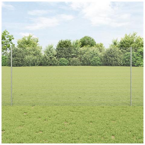 Recinzione in rete saldata con 44 pali U Argento 1,2x50 m Acciaio - Foto 2