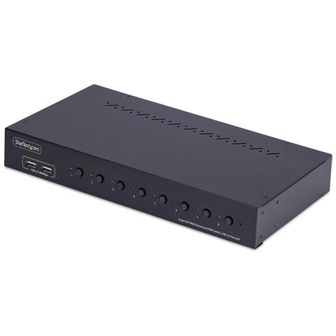 KVM Switch DisplayPort a 8 Porte con Kit Rack da 1U, 4K DP 1.2, hub USB a 4 Porte, Commutazione con Tasti a Scelta Rapida, Indipendente dal SO, TAA - Foto 1