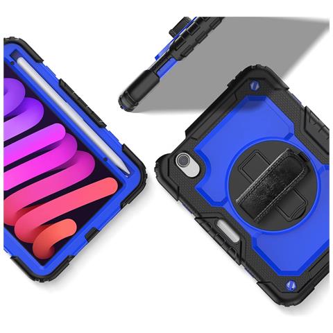 Custodia Per Ipad Mini 6 8.3"" Con Supporto E Tracolla Blu - Foto 4