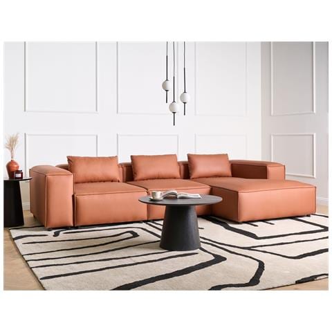 4 Posti Brande Pelle Sintetica Marrone Dorato Lato Sinistro - Foto 1