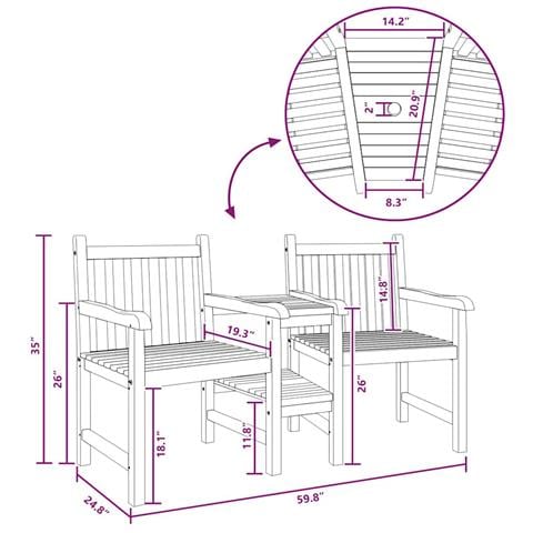 Sedie da Esterno Marrone 152 x 63 x 89 cm - Foto 9