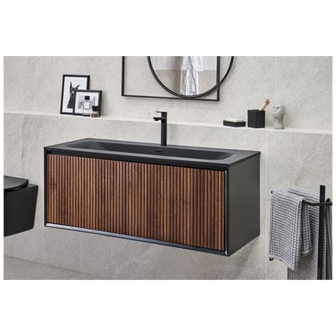 Mobile Lavabo A Parete Con Lavabo Titicaca 120 Cm Marrone Scuro - Foto 1