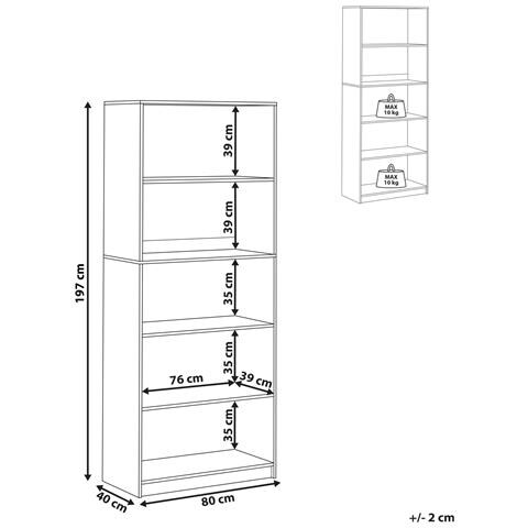 Libreria A 5 Ripiani Zehna 197 Cm Marrone Chiaro - Foto 2