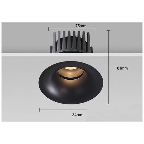 2-pack Faretti Led Da Incasso 10w, Foro 75mm, 4000k, Nero - Foto 2
