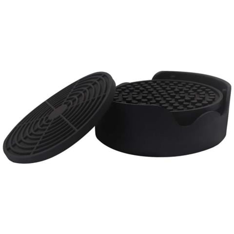 Set Di Sottobicchieri In Silicone Resistenti Al Calore (6 Sottobicchieri + 1 Supporto) - Nero, Tappetini Isolanti Termici - Foto 2