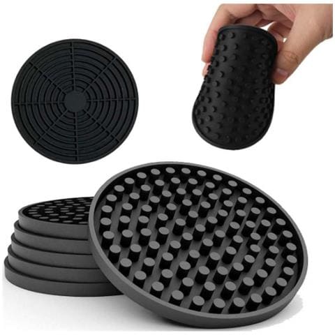 Set Di Sottobicchieri In Silicone Resistenti Al Calore (6 Sottobicchieri + 1 Supporto) - Nero, Tappetini Isolanti Termici - Foto 5