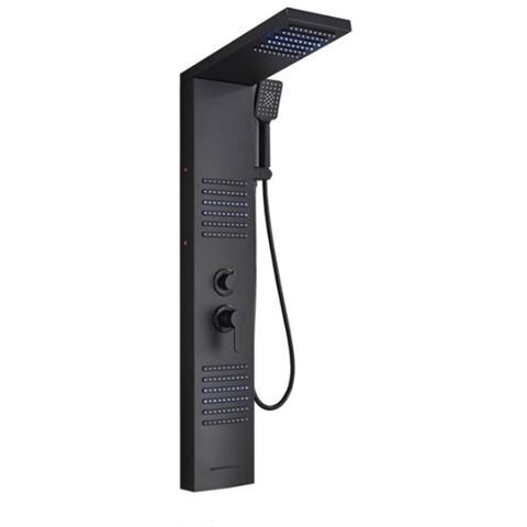 Pannello doccia, Blackswan, tipo M6004, modello nero con bocca a cascata, LED e funzioni SPA, misura 122 cm - Foto 1