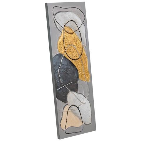 Quadro Dipinto A Mano Con Rilievo Grigio 30x90x3h - Foto 1