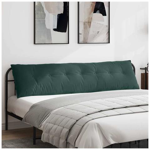 Cuscino per Schiena Verde Scuro 200 x 50 cm Tessuto in Cords - Foto 2