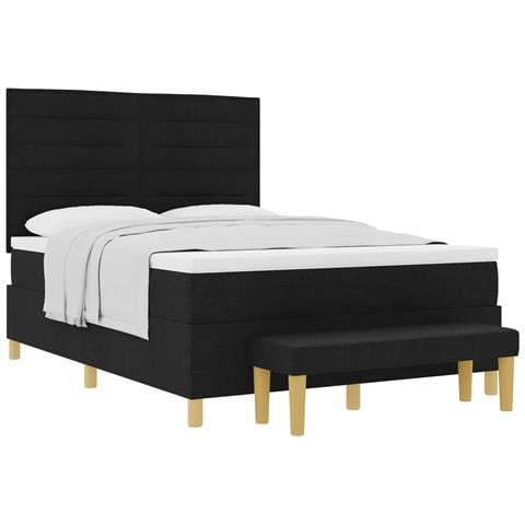 Letto a molle con materasso Nero 160 x 200 cm Tessuto - Foto 1
