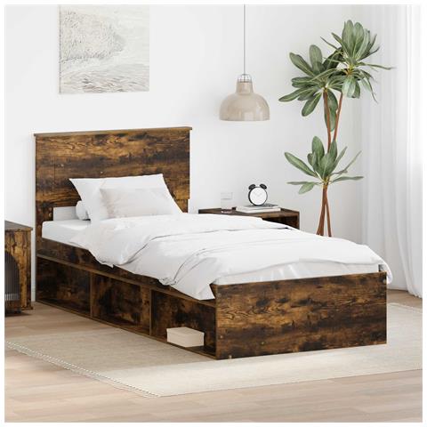 Struttura del letto Rovere fumé 90 x 200 cm Legno multistrato - Foto 2
