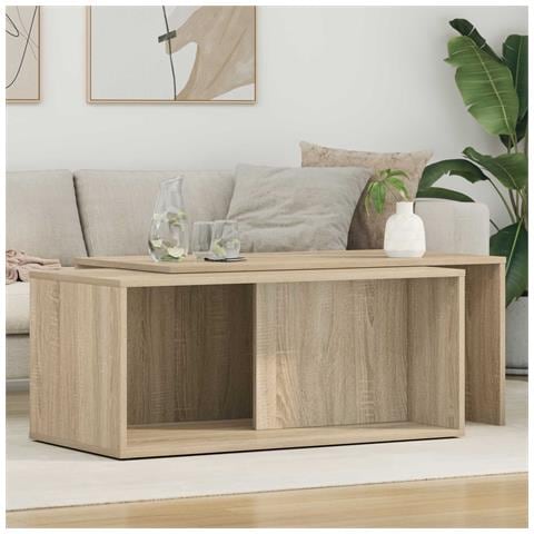 Set di Tavolini da Caffè 2 pcs Rovere Sonoma Legno multistrato - Foto 2