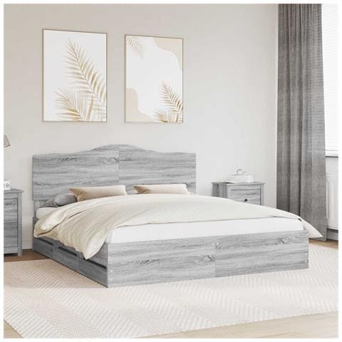 Struttura del letto con cassetto Grigio Sonoma 200 x 200 cm - Foto 2