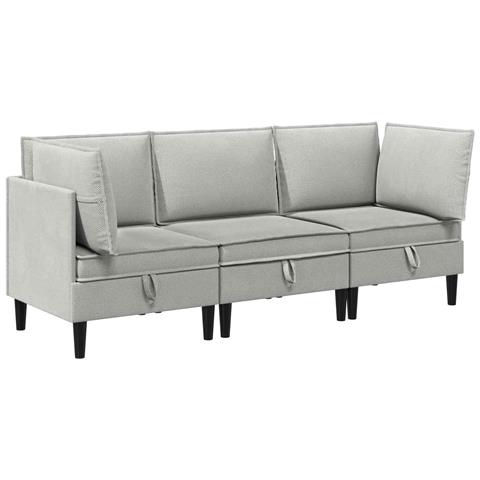 Set di mobili per il soggiorno 3 pcs Grigio chiaro Tessuto - Foto 1