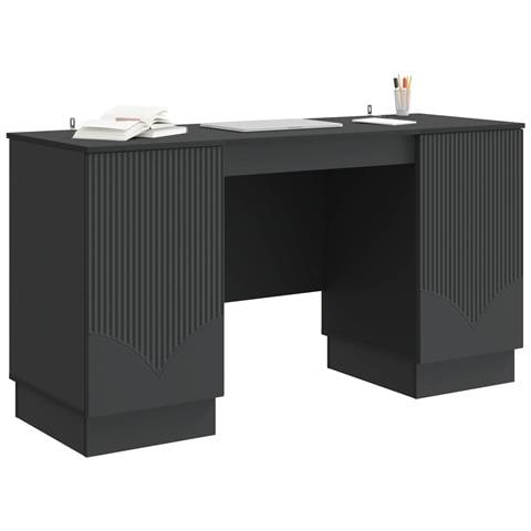 Scrivania Nero 142,5 x 50 x 75 cm Legno ingegnerizzato - Foto 2