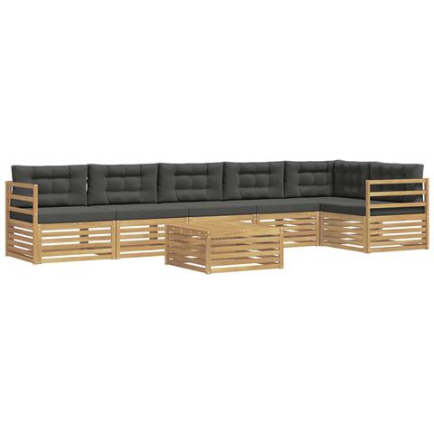 Set di divani da esterno 7 pcs Bianco e Antracite Poliestere - Foto 1