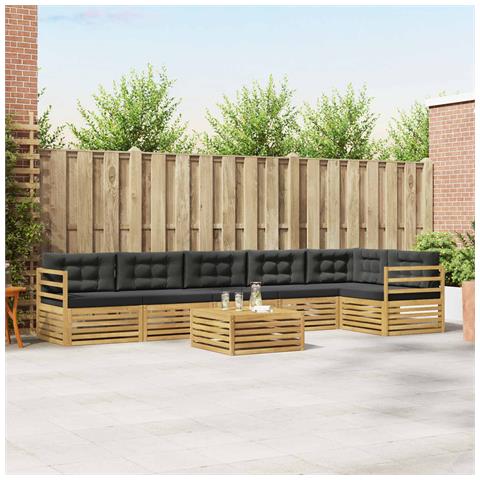 Set di divani da esterno 7 pcs Bianco e Antracite Poliestere - Foto 2