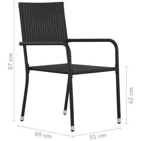 Sedie da Pranzo da Giardino 6pz Impilabili Nere in Polyrattan - Foto 6