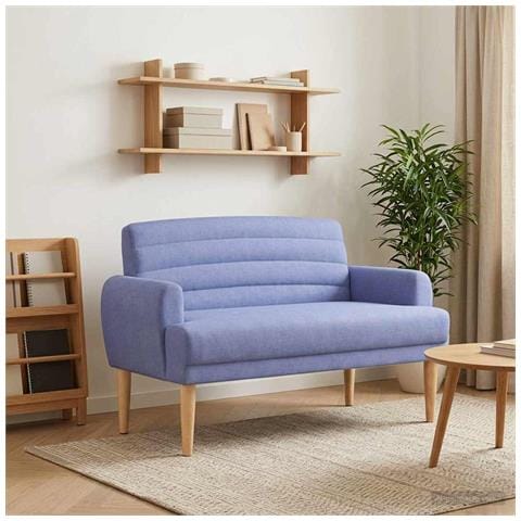 Loveseat con bottoni imbottiti Blu jeans 116 x 67 x 80 cm - Foto 2