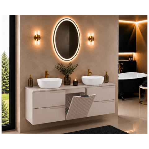 Sifone salvaspazio bianco con 2 valvole a scatto, Nero e cromato, Sifone per lavabo - Foto 1