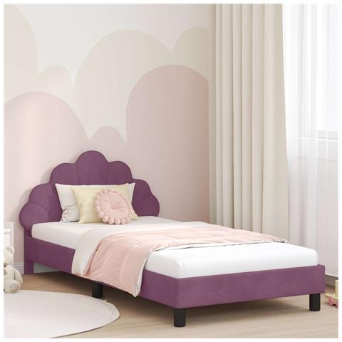 Struttura letto bambini con testata Viola 90 x 200 cm Velluto - Foto 2
