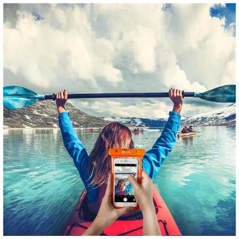 Custodia Impermeabile SplashBag per Smartphone da 6.2'' Colore Arancione - Foto 3