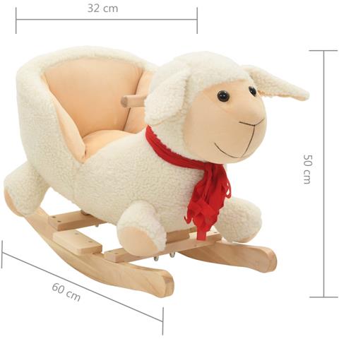 Pecora a Dondolo con Schienale in Peluche 60x32x50cm Bianco - Foto 5
