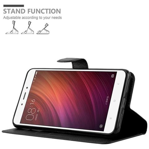 Custodia Compatibile Con Xiaomi Redmi Note 4 In Nero Carbone - Coperchio Protettiva Con Chiusura Magnetica, Funzione Stand E Tasca Per Le Carte - Foto 2