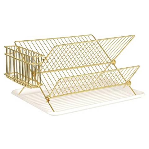 Present Time - Scolapiatti Con Supporto, Ferro, Oro, Taglia Unica - Foto 1