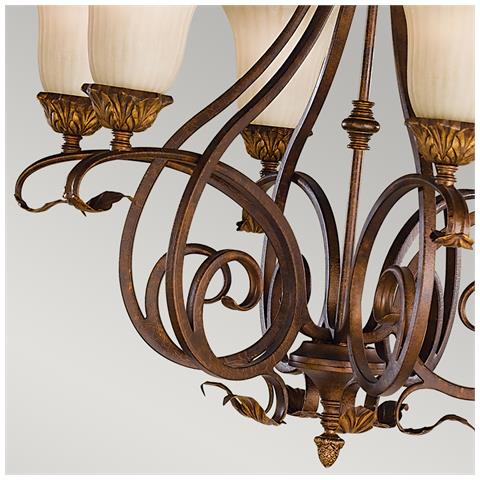 Lampadario A 6 Luci Multibraccio Finitura Tartaruga Invecchiata, Attacco E27 - Foto 5