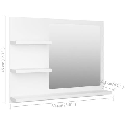Specchio da Bagno Bianco 60x10,5x45 cm in Legno Multistrato - Foto 5
