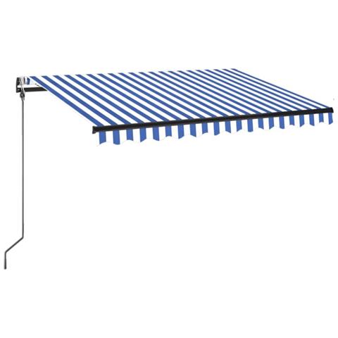 Tenda Automatica con Sensore Vento e LED 350x250 cm Blu Bianca - Foto 1