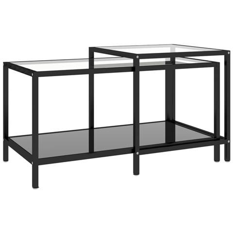 Tavolini 2 pz Neri in Vetro Temperato - Foto 1