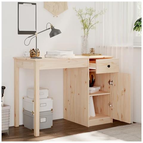 Scrivania 100x50x75 Cm In Legno Massello Di Pino - Foto 2
