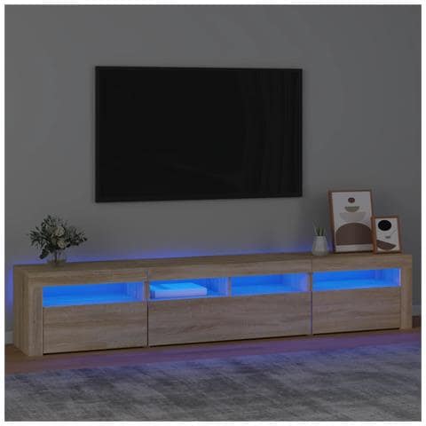 Mobile Porta Tv Con Luci Led Rovere Sonoma 210x35x40 Cm - Foto 12