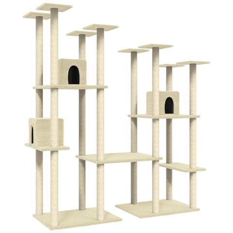 Albero Per Gatti Con Tiragraffi In Sisal Crema 174 Cm - Foto 1