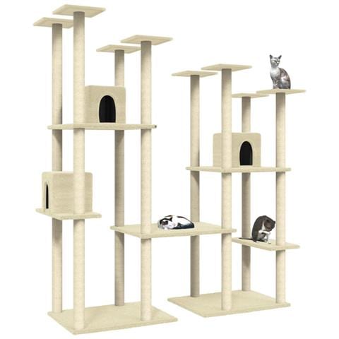Albero Per Gatti Con Tiragraffi In Sisal Crema 174 Cm - Foto 2