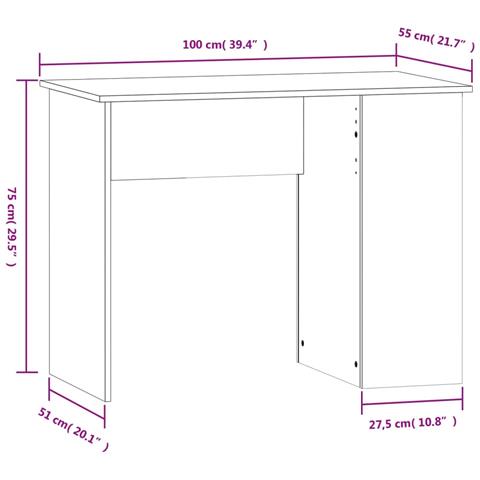 Scrivania Bianca 100x55x75 cm in Legno Multistrato - Foto 2